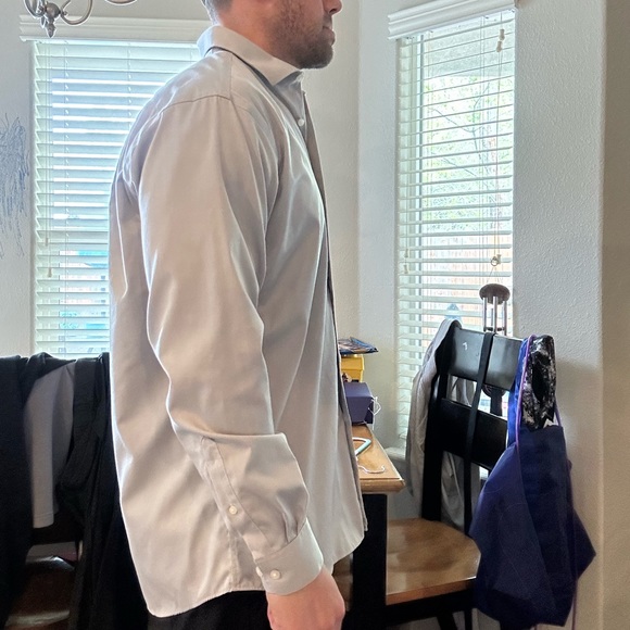 Men’s long sleeve button up Kenneth Cole Large/34/35 17 grey dress shirt - Picture 6 of 15